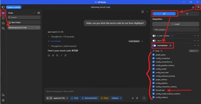 Observing and calling an MCP tool in Intelligence Hub