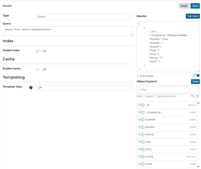 object explorere shows column types were mainely create as Integer