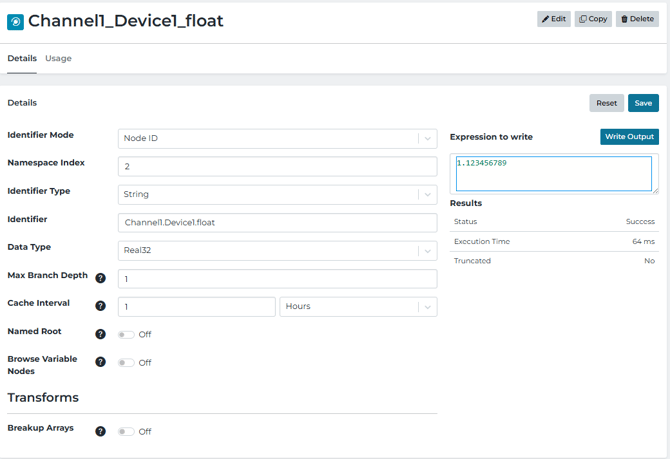 writing a double value
