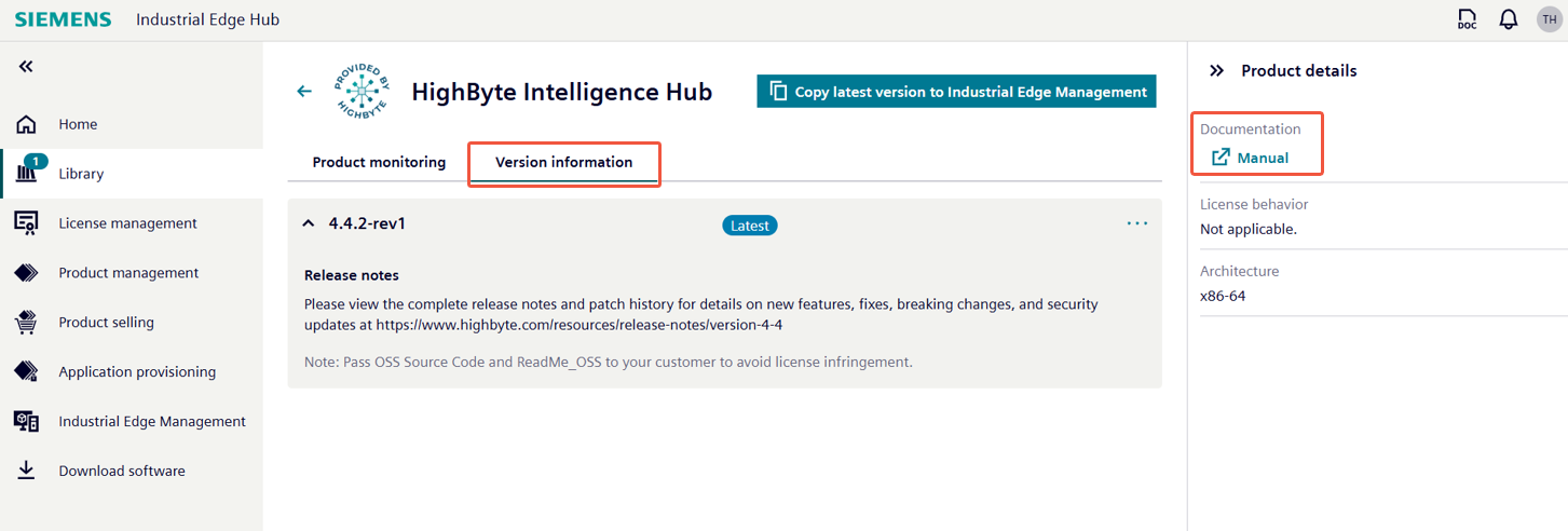 IE Hub Product details documentation path